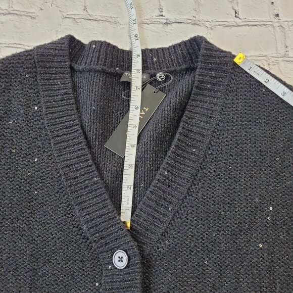 NWT Talbots Woman’s black buttoned cardigan sweater dolman elbow sleeve L Petite - Picture 6 of 10